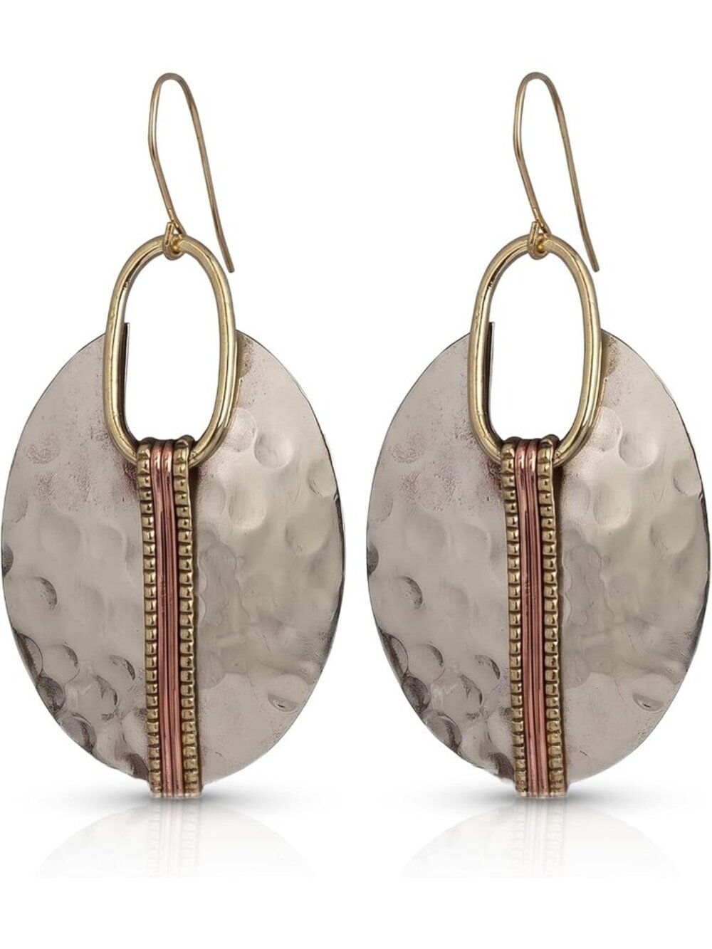 Boho Mixed Metal Dangle Earrings, Artisan-Inspired Style Jewelry